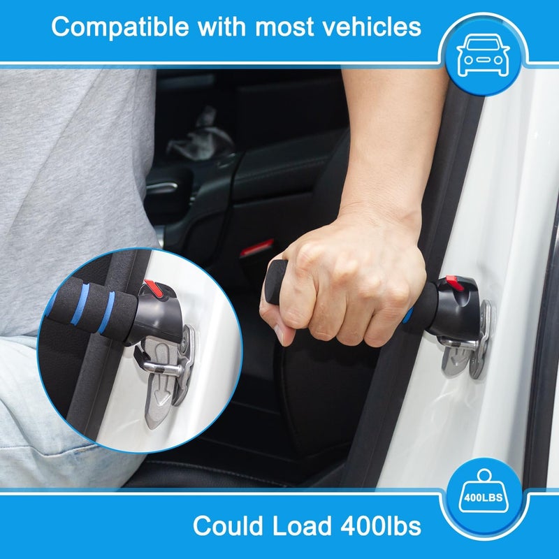 Shouken Elderly Car Handle Assist,Car Door Handle for Elderly,Support Multifunction Door Latch for Seniors and Handicapped (Blue - 2 Pack Car Handle + Strap) - Image 5